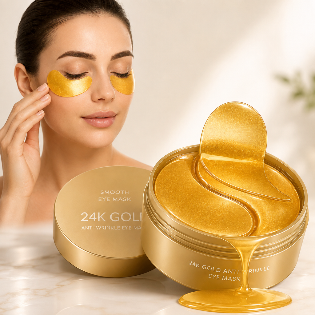 24K Gold Hydrogel Under Eye Patches – Dark Circles & Puffiness Relief