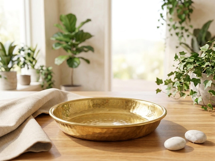 Hammered Copper Thali Set – Traditional Dining Collection