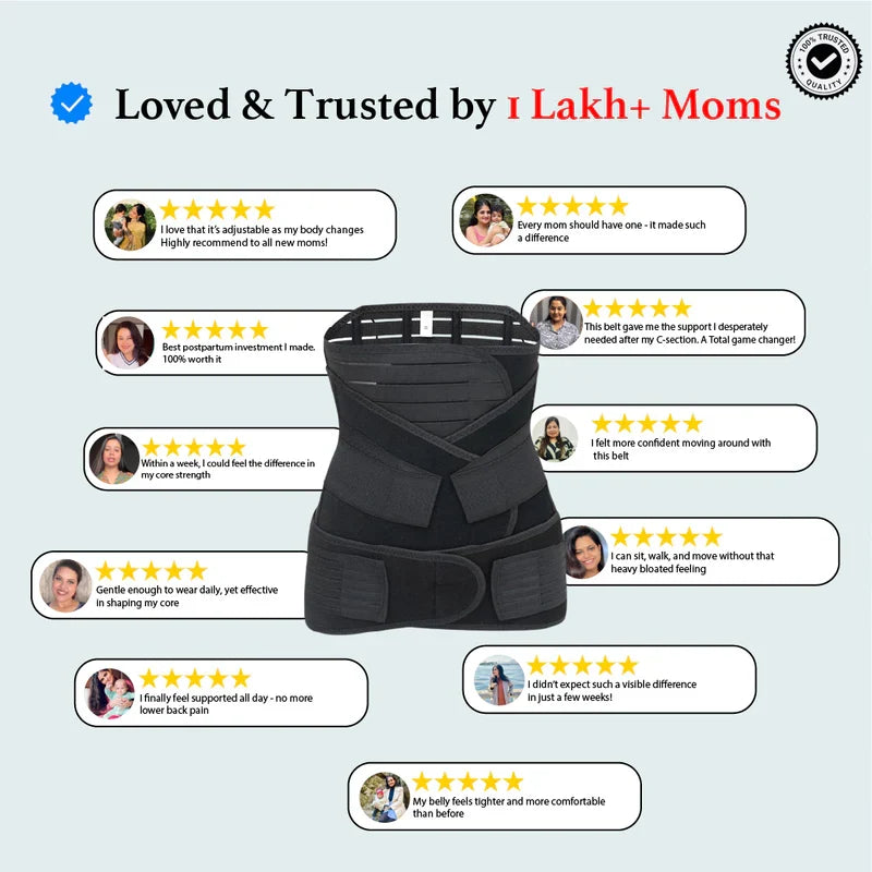 Home of Wellness 3-in-1 Postpartum Belly Belt | Medical-Grade Fabric | Breathable | Skin Friendly| 1 Year Warranty