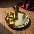 Hammered Brass Thali Set – Indian Aesthetic Square