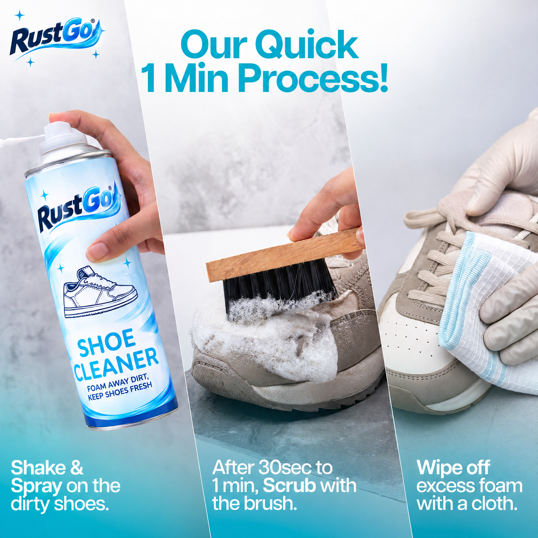 Quick 1 minute cleaning process