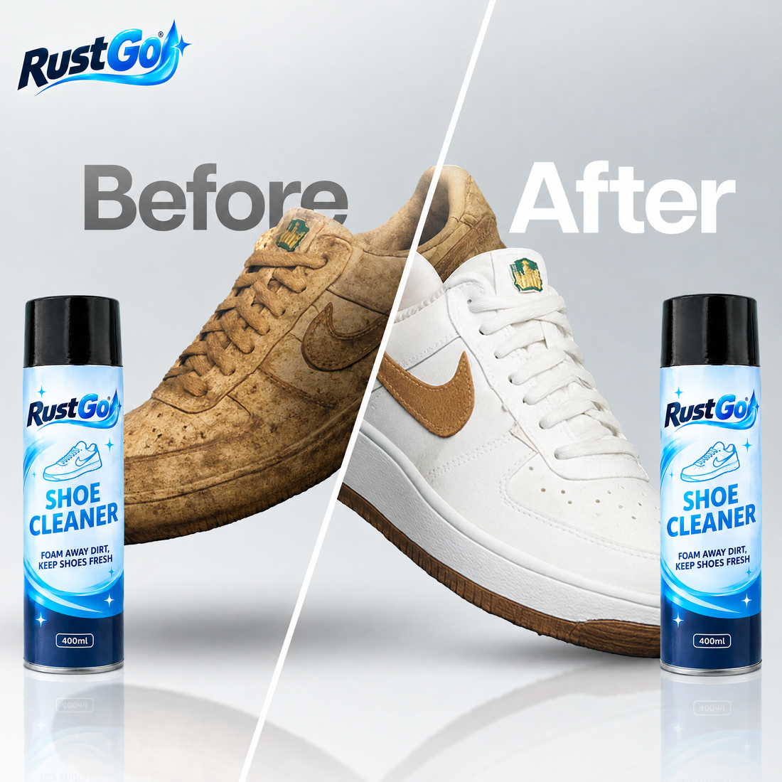 Sneaker before and after cleaning